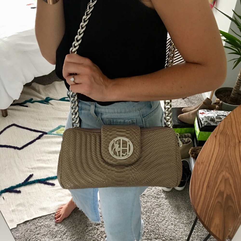 Henri Bendel No. 7 quilted snakeskin purse